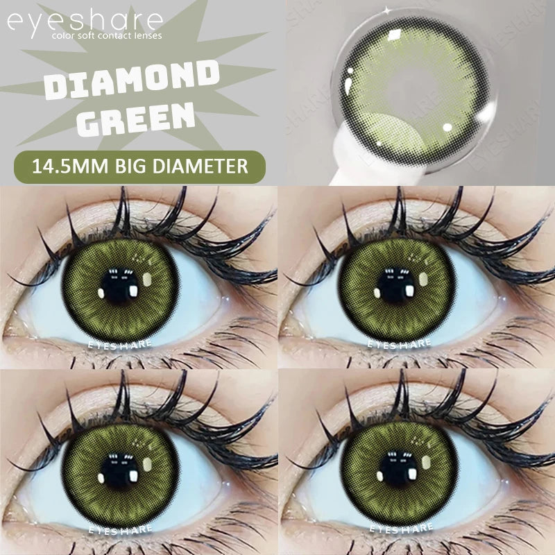 YICKYUE  -  Big Diameter Black Lenses 14.5mm Lenses Colored Contact Lenses for Eyes Big Eye Lenses Natural Look Lenses