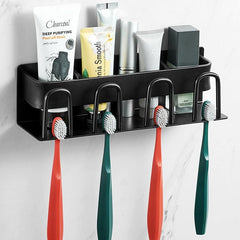 Yickyue Bathroom Toothbrush Holder Wall Mounted Toothpaste Organizers No Drilling Mouthwash Cup Shelf Razor Storage Bathroom Accessories