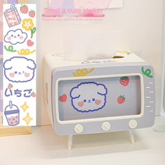 Desktop Creative Tissue Box Storage Organizer Multifunction Tv Phone Stand Tissue Box Holder Kawaii Cute Home Decorative Girl