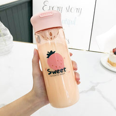 Plastic with tea, easy to handle cup, tea, lovely girl portable water cup, high temperature resistant, flower tea, anti falling