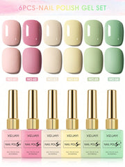YICKYUE  -  6pcs 15ml colorful Gel Nail Polish Set, Long-Lasting UV LED Nail Art Varnish, Semi-Permanent, Lead-Free, Unscented Gel Form