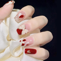 24pcs Fake Nails Press On Short Reusable With Designs Set French Artificial Simple Stick-on Nails Tips Art False Kawaii Nails