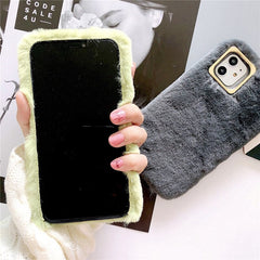 Luxury Solid Color Fluff Silicone Shockproof Case For iPhone 11 12 13 Pro Max XR X XS 7 6 6S 8 Plus SE 2 Lens Protection Cover