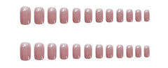 YICKYUE 24 pieces of nail art stickers Finished nail stickers False Nails Long Nails Plum Powder Simple solid colors