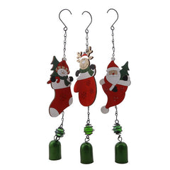 Yickyue Santa Snowman Sleigh Christmas Wooden Wind Chimes Holiday Ornaments Hanging Pendant 2022 Xmas Socks Decor Home Party Decoration