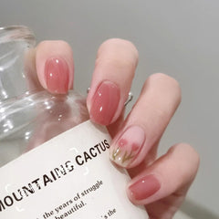 24pcs Artificial False Nails Tulip Flower With Pearls Charm Design Ballet Coffin Fake Nails Wearable DecalLong Manicure Art Tips