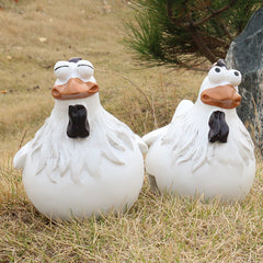 YICKYUE  -  3PCS Creative Garden Fence Hen Resin Crafts Home Garden Courtyard Atmosphere Decoration Scene Layout Props and Ornaments