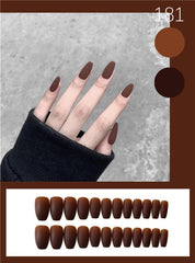 24pcs/set Matte Black Fake Nails with Glue Long Detachable French Tips Stick on Presson Nail Packaging Coffin False Nails Art