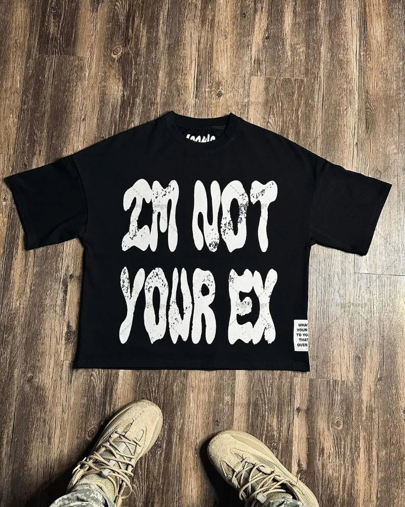 Hearujoy  90s Streetwear Retro Harajuku Fashion Brand Letter Print Oversized Short-sleeved Tops Men Y2k American Street Hip-hop Loose T-shirts Women