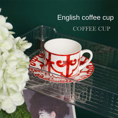 YICKYUE  -  Creative Red Irregular Ceramic Coffee Cup Round Dessert Saucer Flower Tea Cup Gift Home Milk Drink Mug Tabletop Decoration Mug
