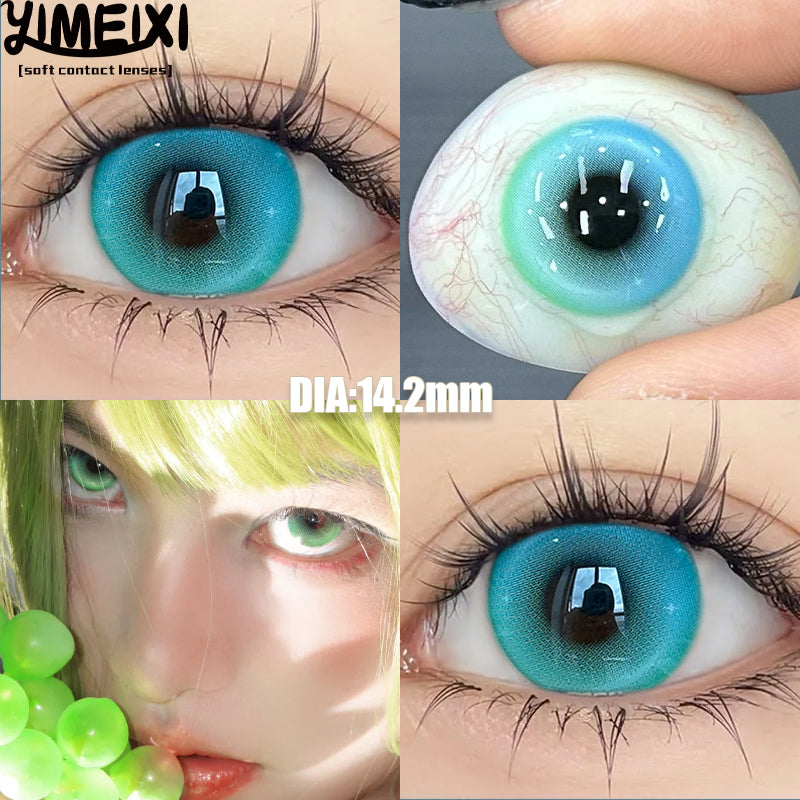 YICKYUE  -  2Piece Color Contact Lenses Blue Pink Purple Beautiful Pupil Halloween Cosplay Soft Lenses Diopters Myopia Degree 0~-8.0