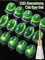YICKYUE  -  1pc 10ML Green Cat Eye Gel Nail Polish  Magnetic Gel Nail Polish Soak Off UV LED Nail Polish For Home Salon Nail Art DIY For