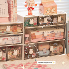 Yickyue Kawaii Drawer Desktop Storage Box With Sticker Cute Student Storage Pen Holder Desk Stationery Small Items Organizing Container