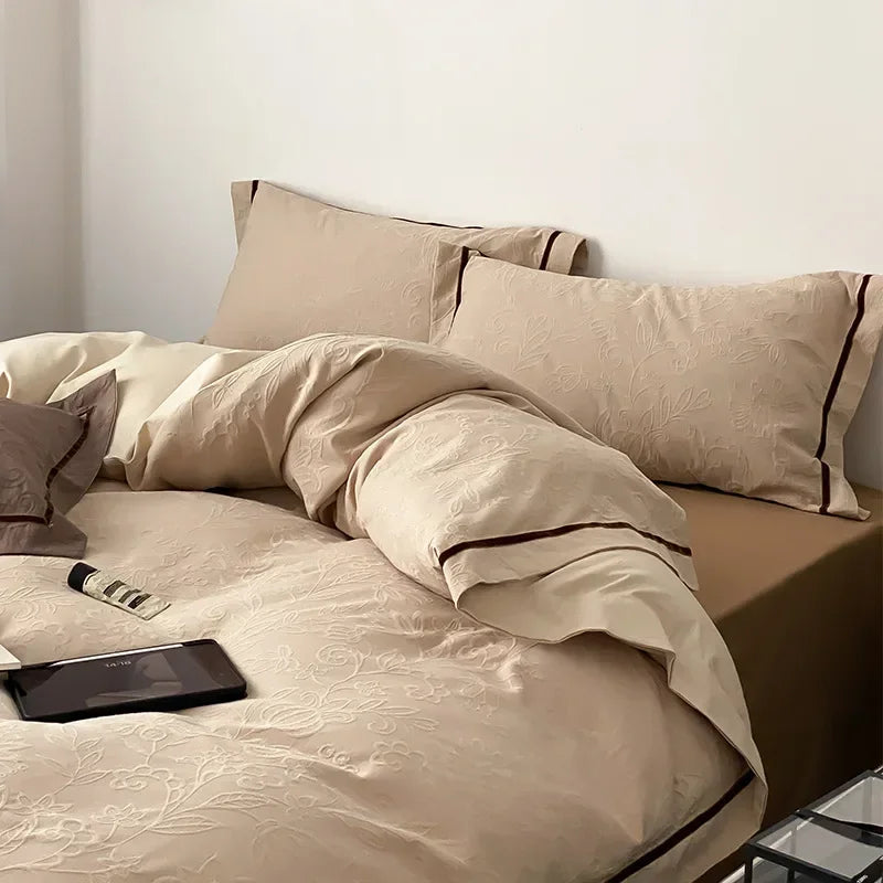 YICKYUE  -  Vintage Jacquard Bed Set of Four Pieces Made of Pure Cotton 2023 New High Quality Bedding Sheet and Quilt Cover