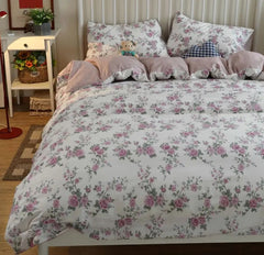 YICKYUE  -  French sweet floral pink bedding set 1.2 1.5 1.8 2.0,twin full queen king cotton home textile bed sheet pillow case quilt cover