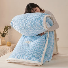 Yickyue Winter Warm Plush Duvet Cover Thick Comfortable Coral Velvet Double Blanket Quilt Cover Dual Purpose Bedding Home Textile