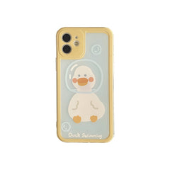 Duck swimming cute cartoon silicone phone case for iphone 12 mini 11 pro max xsmax 7 8 plus x xr lovely animal conque cover