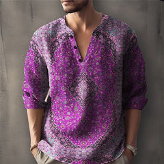 Hearujoy Retro 3D printed Shirt pullover For Men Spring Autumn Long sleeved O-neck Tops Fashion Vintage Casual shirts Clothing Plus Size