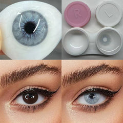 YICKYUE  Prescription Colored Contact Lenses Yearly Myopia Coloured Contacts for Eyes Makeup Natural Blue Lens with Degree 2Pcs