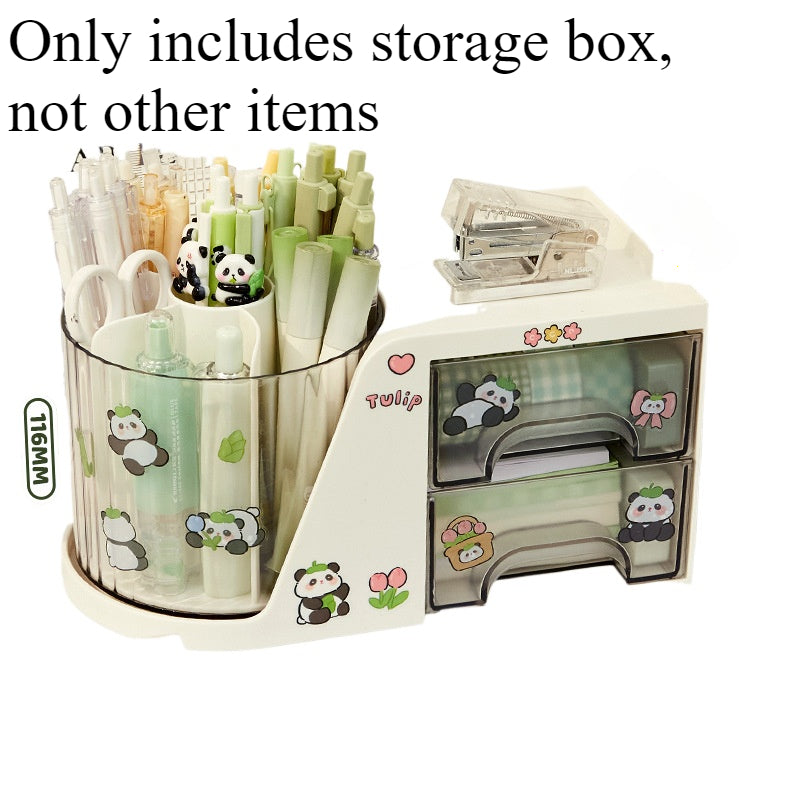 YICKYUE  -  Creative 2-in-1 Pen Holder Storage Box Creative Children's Student Boy Desk Multifunctional Rotating Pen Holder Storage Box