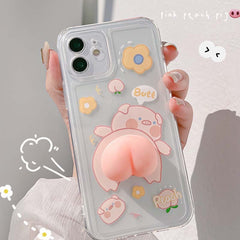 3D Pig silicone phone case for iphone 12 11 pro max mini x xs max xr se 2020 7 8 plus Decompression toy cover cute capa shell