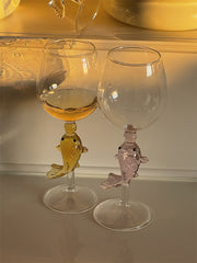YICKYUE  -  Creative New Year Goldfish Handle Red Wine Champagne Cup Modern Simple Gift Glass Household Heat-resistant Water Cup