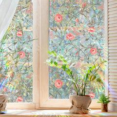 YICKYUE  -  Floral Butterfly Static Cling Window Film, PVC Non-Adhesive Glass Decal, Bird Strike Prevention, UV Protection Rainbow Prism Effect, Ideal for Wedding, Birthday, Valentine's Day Decor, 1 Sheet