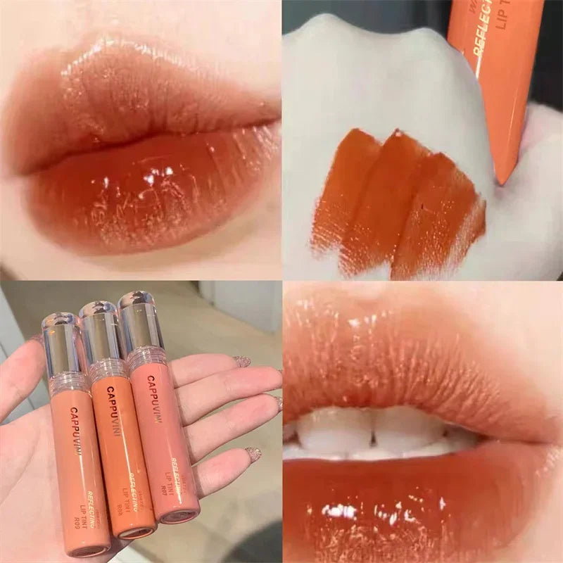 YICKYUE  -  New 6 Color Mirror Dyeing Lip Gloss Moisturizer Liquid Lipstick Waterproof Long Lasting Red Lip Tint Korean Makeup Cosmetic