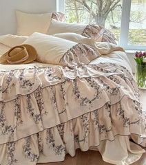 Yickyue -  Fairyfair pastoral flower bedding set girl,full queen king elegant unusual ruffle home textile bed sheet pillow case quilt cover