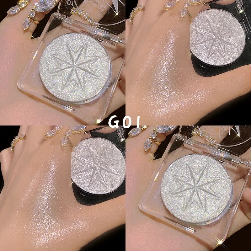 Yickyue 1Pcs Diamond Glitter Eyeshadow Shiny Pearlescent Pink Brown with Flash Eye Shadow Palette Long Lasting Eyes Makeup Cosmetics