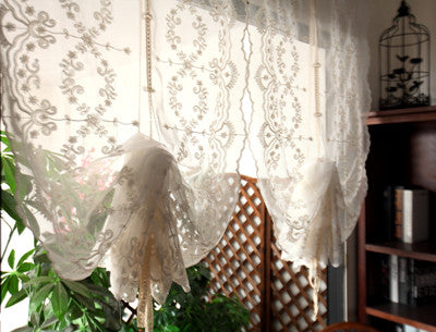 YICKYUE  -  Free Shipping Pastoral Purdah Lifting Curtains Balloon Gift BlindsRomantic Shades Finished Drapes Fan Draw Ribbon Short Blinds