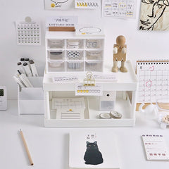 Storage Shelf Desktop Rack  Double-layer Desk Stand Shelf  Plastic Desk Shelves Cosmetic Sundries Organizer Home Storage
