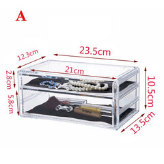 Acrylic Makeup Organizer Jewelry Storage Box Cosmetics Jewelry Display Plastic Box Transparent Drawer Powder Storage Lipstick