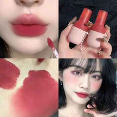 Yickyue 6 Colors Velvet Matte Lipstick Creative Key Chain Grey Pink Lip Gloss Waterproof Lasting Non-Stick Cup Lip Tint Makeup Cosmetics