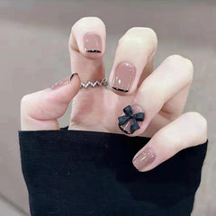 24pcs Fake Nails Press On Short Reusable With Designs Set French Artificial Simple Stick-on Nails Tips Art False Kawaii Nails