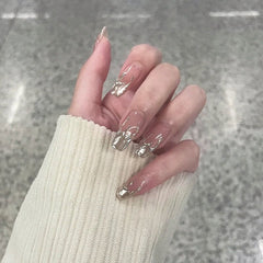 New Fake Nails French Nail Tips Press On Acrylic Nails Full Cover Nails Stick Stickers Reusable Set Design Acrylic Artificial
