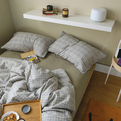 Yickyue Cutelife Nordic Plaid Cotton Bedding Set Home Textile Soft Pillowcases Sheet Duvet Cover Comfortable Queen Twin Size Bed Linen