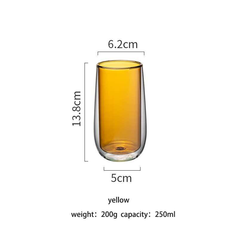 250ml Double Layer Glass Cup Heat-resistant Tea Coffee Mug Beer Cups Creative Cold Beverage Transparent Milk Juice Drinkware