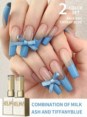 YICKYUE  -  15ml New Popular Milk Ash And Blue Color Gel Nail Polish Set, UV LED Soaking Nail Polish, Suitable for Home DIY