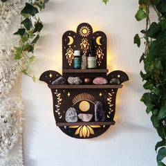 YICKYUE  -  Butterfly Wooden Wall Shelf Crystal Essential Oil Storage Rack Wall Display Decor Wall Mount Living Room Home Organizer Shelf