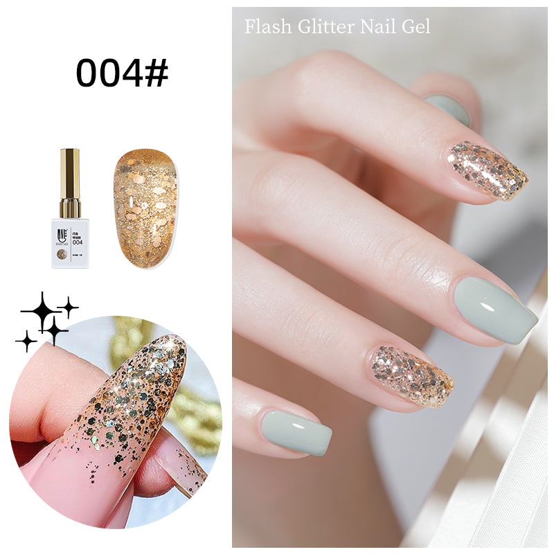 YICKYUE  -  Glitter Gel Nail Polish Sequins Shiny Soak Off UV LED Varnish Nail Art Semi-permanent Varnish Nails Manicure 12 Colors