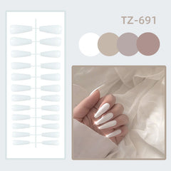 24pcs Solid Color Glossy Long Coffin False Nail Ballet Press on Nails Tips for Nails Art Artificial Fingernail Without Box