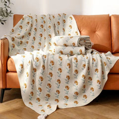 YICKYUE  -  Flower Knitted Blanket Bed Car Sofa Blanket Cover Ins Floral Knitted Bed Blanket Throw Blankets For Picnic Travel 130x170cm