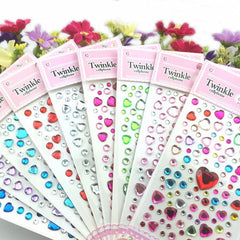 Yickyue 1PCS DIY Love Heart Disposable Rhinestones Tattoo Stickers Colorful Crystal Diamond Stickers Party Eyes Face Makeup Decoration
