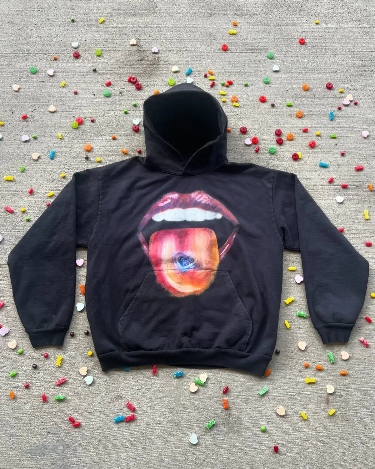 Hearujoy  2024 Summer New Fashion Big Lips Printed Oversized Hoodie Men's Y2K Street Hip Hop Harajuku Loose Long Sleeve Pullover Women's
