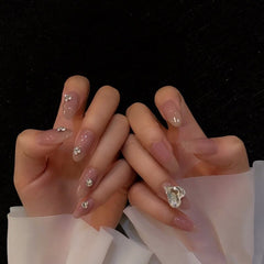 Almond French Leopard New Fake Nails Long Wave White Black Press on Nail Ballerina Full Cover Women False Nail