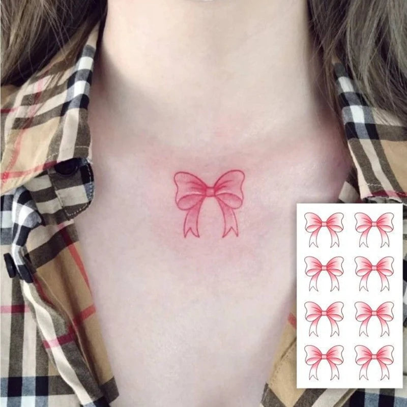YICKYUE  -  Dark Line Butterfly Cartoon Tattoo Stickers Cute Bow Sexy Tattoos for Women Fake Arm Shoulder Thigh Body Art Temporary Tattoos