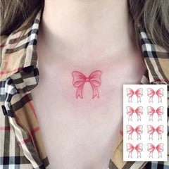 YICKYUE  -  Dark Line Butterfly Cartoon Tattoo Stickers Cute Bow Sexy Tattoos for Women Fake Arm Shoulder Thigh Body Art Temporary Tattoos