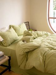 YICKYUE  -  ins three-dimensional cut flower washed cotton four-piece set simple light luxury fresh pure cotton quilt