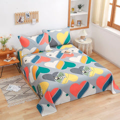3pcs Set Soft Brushed Thicken Bedsheet All-season Student Dormitory Bed Sheet King Queen Size Flat Sheet with 2pcs Pillowcase